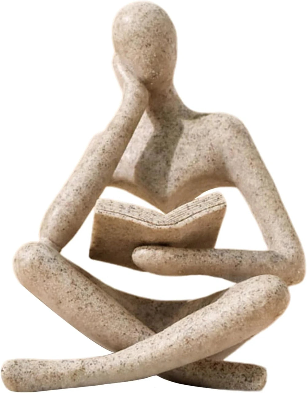 Resin Thinker Statue Beige