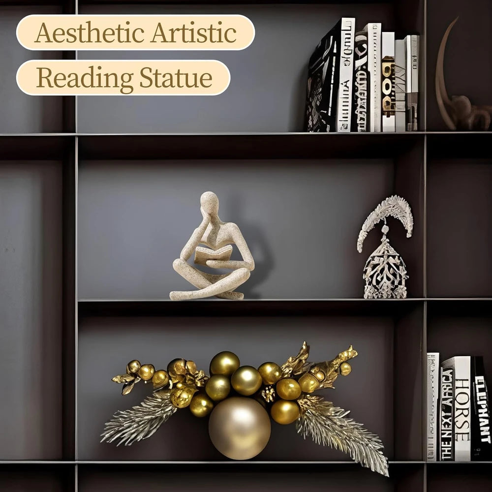 Resin Thinker Statue Beige