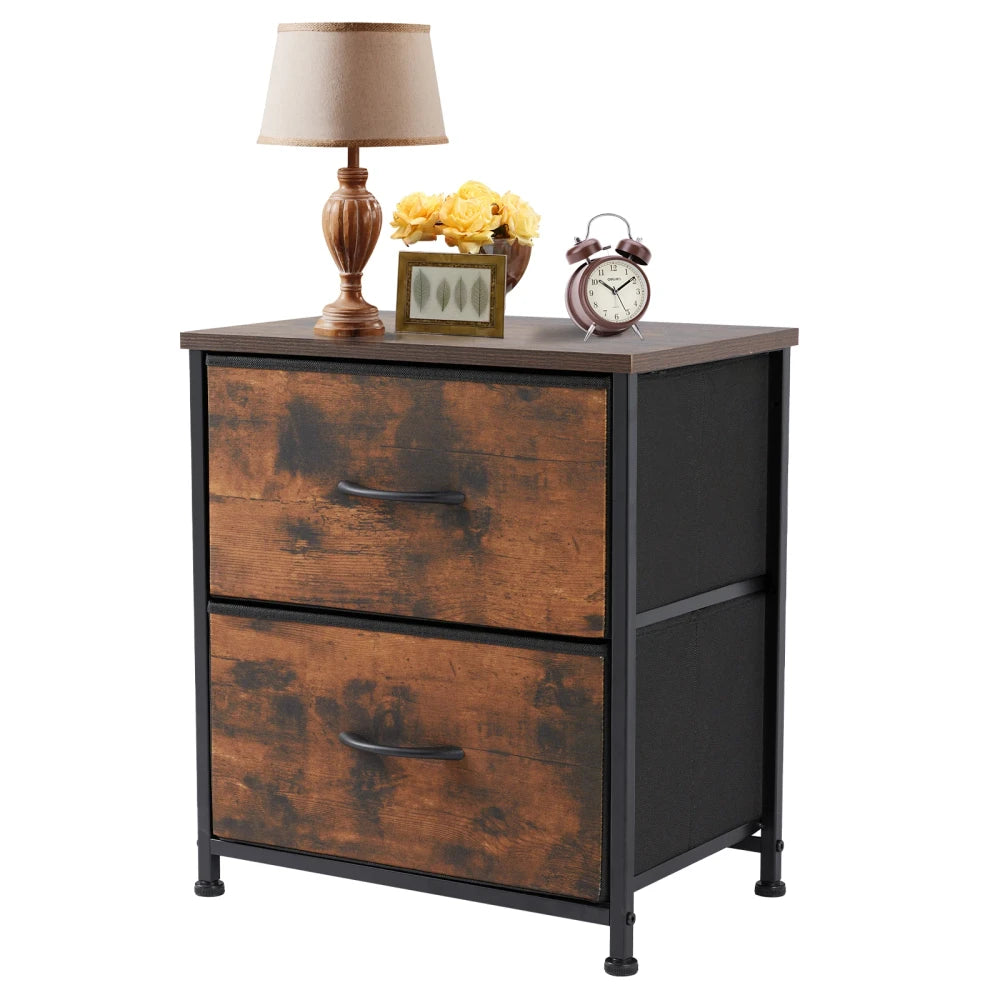 2-Drawer Fabric Nightstand