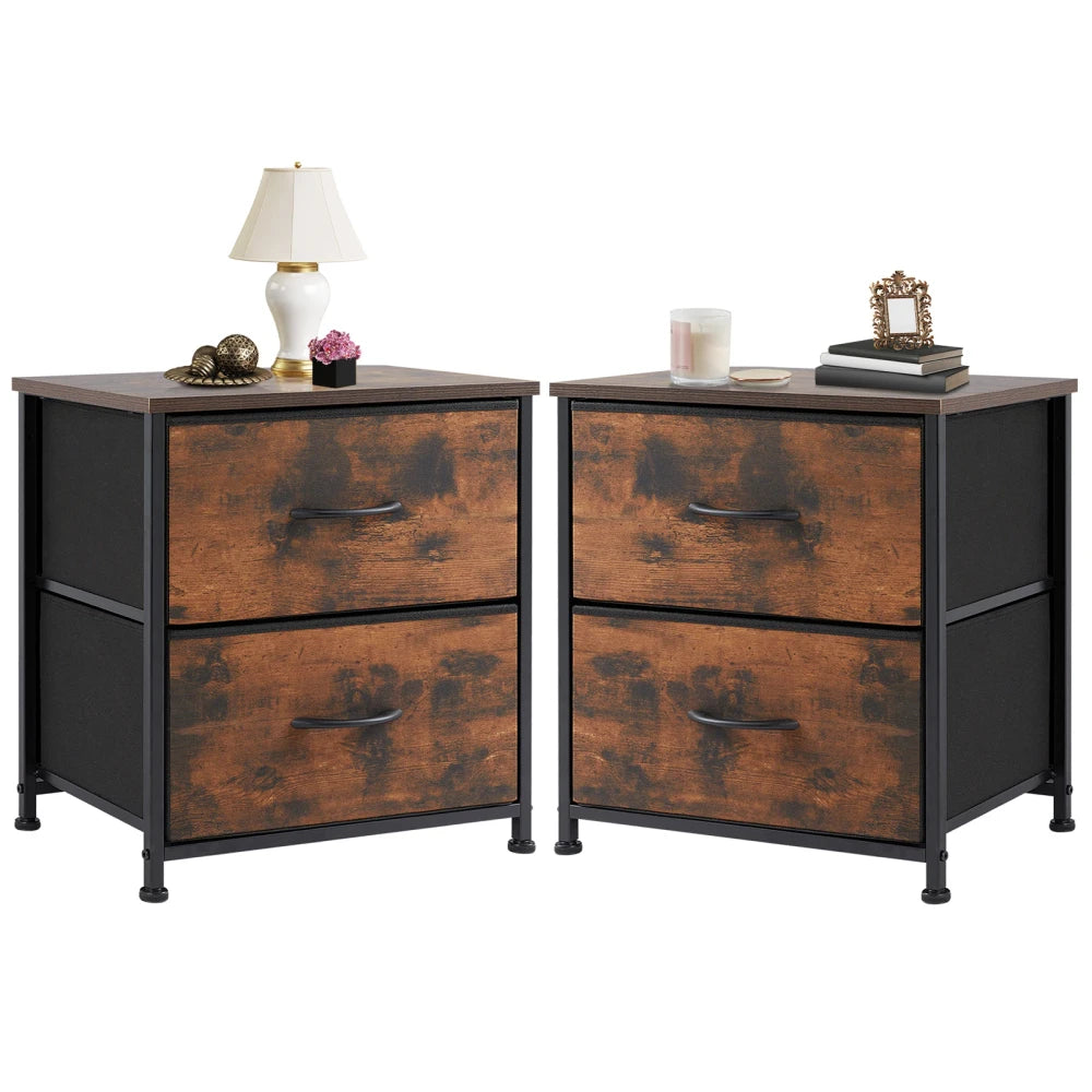 2-Drawer Fabric Nightstand