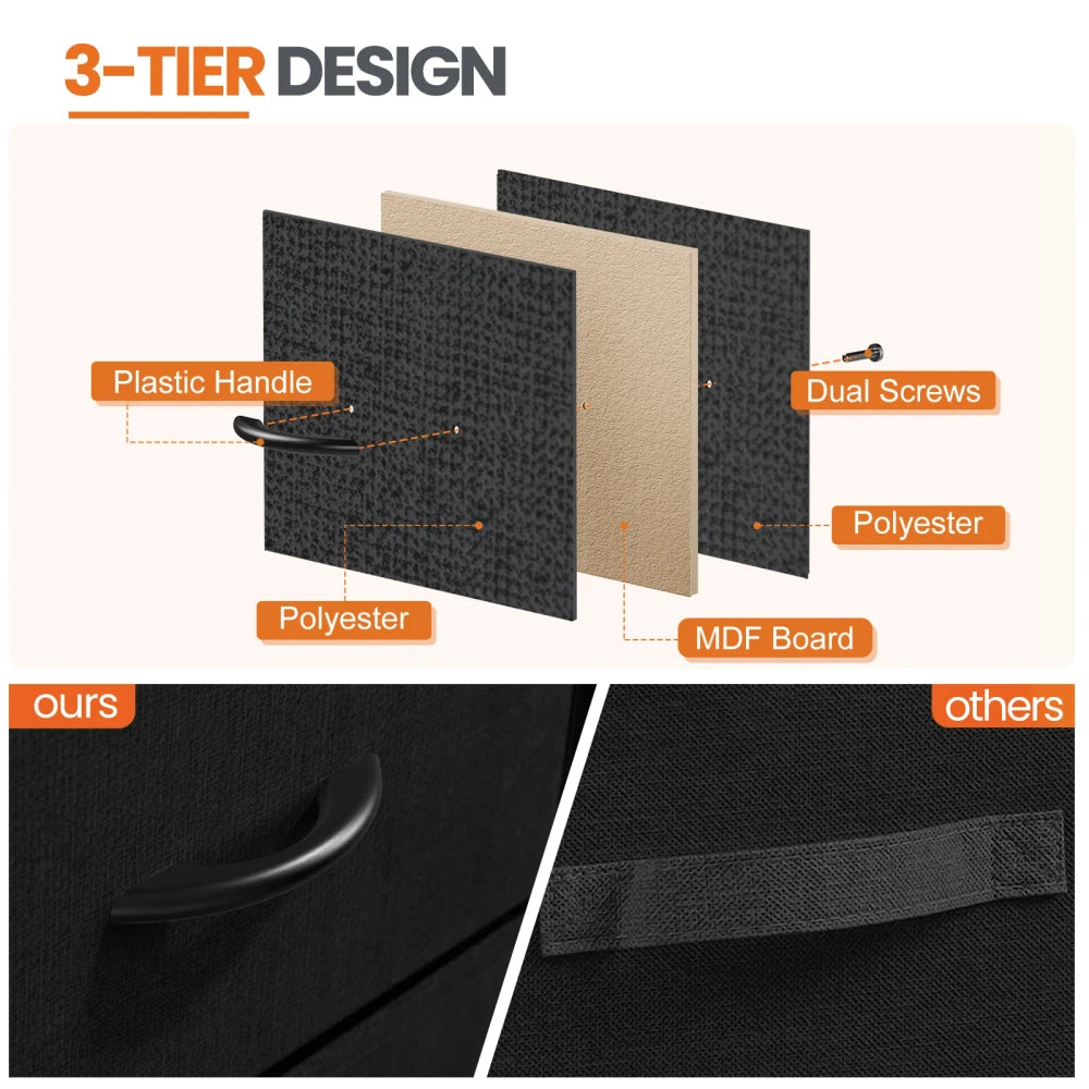 2-Drawer Fabric Nightstand