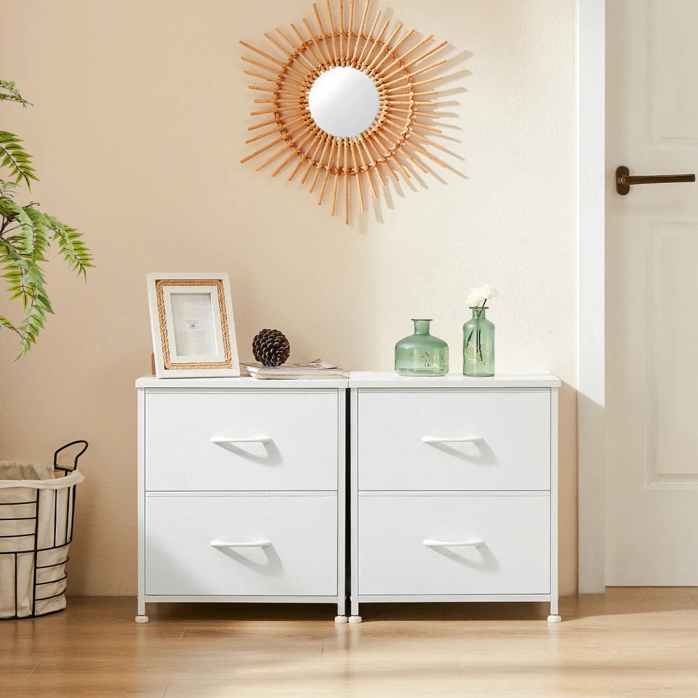 2-Drawer Fabric Nightstand