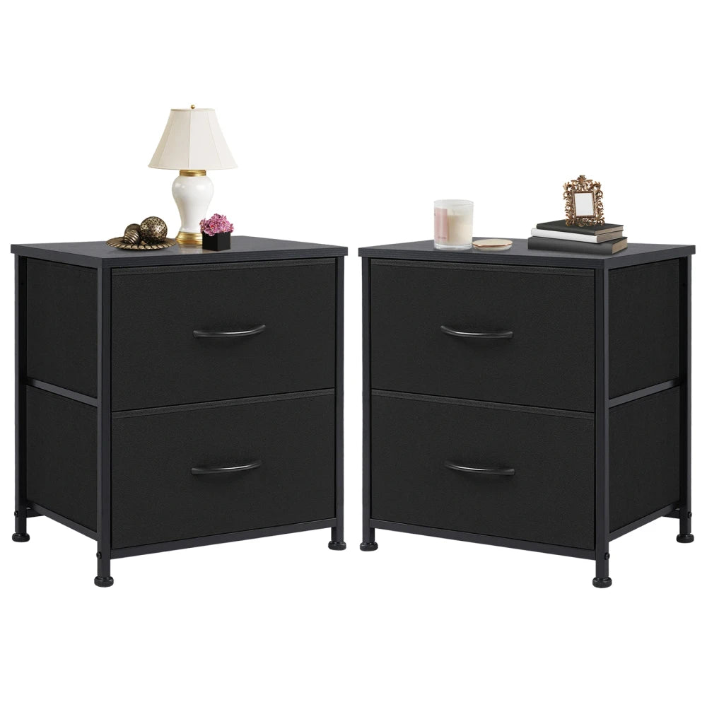 2-Drawer Fabric Nightstand