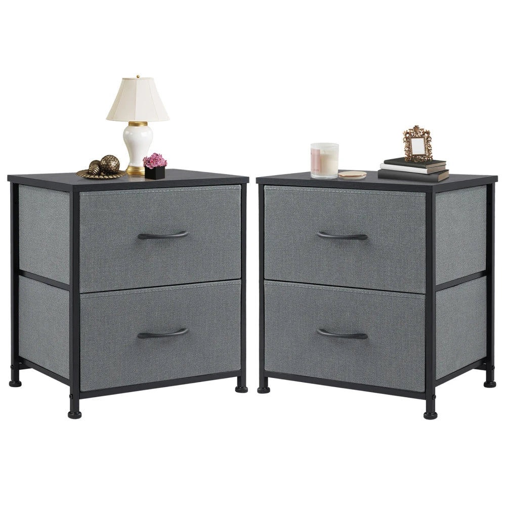 2-Drawer Fabric Nightstand