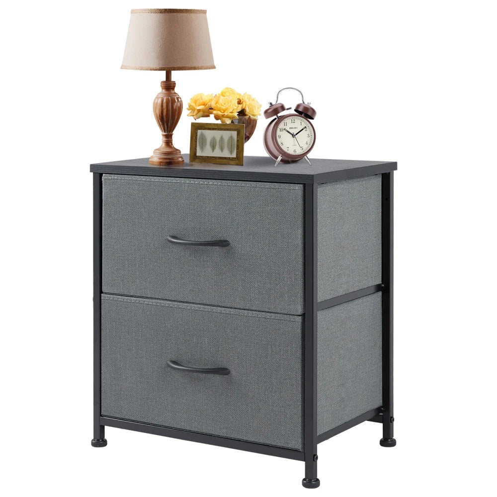 2-Drawer Fabric Nightstand