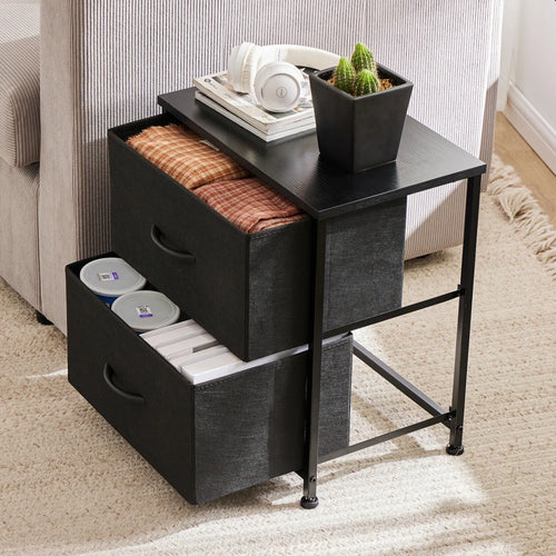 2-Drawer Fabric Nightstand