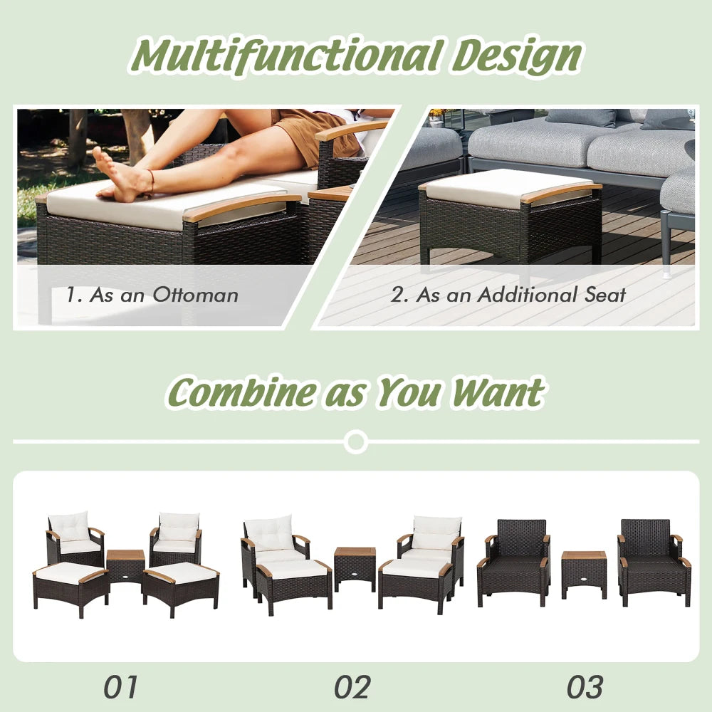 5-Piece Rattan Patio Set